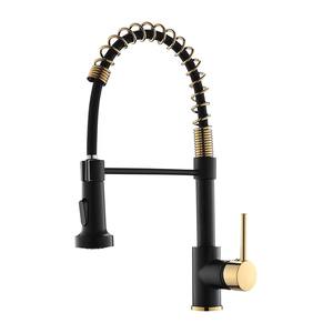 Moderne Küchenarmatur 2025 Einhebelmischer aus gebürstetem Gold mit ausziehbarem Auslauf, Heiß- und Kaltwasser-Mischbatterie, schwenkbarer Auslauf mit Keramikventilkern - Product Image 3