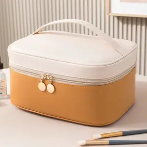 Sac cosmétique en cuir petite quantité en gros voyage toilette femmes en cuir écologique verni pu maquillage organisateur