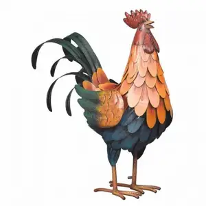 Vente en gros Coq de campagne Statue de jardin en métal Décoration de jardin pour jardin