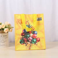 Sac fourre-tout réutilisable en PP tissé avec impression de Noël personnalisée, laminé, écologique, recyclable, avec poignées en sangle