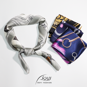 Bufanda cuadrada de seda 100% ligera para mujer-Tela suave Impresión digital personalizada Estilo vintage Accesorio de moda de verano - Product Image 3