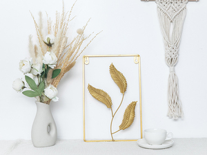Offre Spéciale nordique <span class=keywords><strong>doré</strong></span> métal mur Art déco pour la décoration intérieure salon chambre suspendu fleur plante feuille emballé dans un sac d'opp - Product Image 5