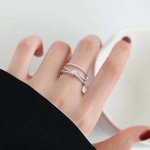 Anillo de Plata de Ley S925 de Doble Capa con Nudos para Mujer, Diseño Abierto para el Dedo Índice, Estilo Nicho, Sensación de Alta Gama - Product Image 4