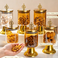 Set Stoples Penyimpanan Crown 6 Buah Terbuat dari Kaca Borosilikat Kapasitas Besar Serbaguna untuk Penyimpanan Makanan Rumah Tangga