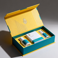 Boîte magnétique personnalisée et boîte cadeau orange pour ensemble de soins de la peau et emballage de luxe haut de gamme en papier brillant