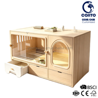 Mobilier pour chat moderne et durable en bois, meuble de salon intérieur de luxe avec bac à litière dissimulé, condo multifonctionnel pour animaux de compagnie