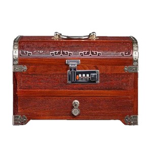 Wooden Jewelry Box Solid Wood Rectangle With <b>Lock</b> <b>Portable</b> Jewelry Storage Shandong Made - Product Image 5