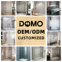 Cabine de douche quadrant moderne Domo, verre trempé 6 mm, cadre en aluminium poli, porte coulissante, certifiée CE