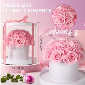 AYOYO Scatola Regalo con Fiori Conservati Fatti a Mano, 19 Rose Rosa Conservate - <span class=keywords><strong>Regali</strong></span> <span class=keywords><strong>per</strong></span> Compleanno, <span class=keywords><strong>San</strong></span> <span class=keywords><strong>Valentino</strong></span>, Capodanno, Natale <span class=keywords><strong>per</strong></span> <span class=keywords><strong>Lei</strong></span> 2026 - Product Image 2
