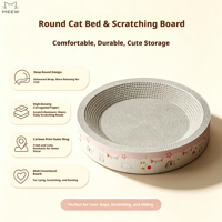 Rundes Katzenbett und Kratzboard 2-in-1: Tiefe Schale aus Wellpappe als Kratznest für Hauskatzen