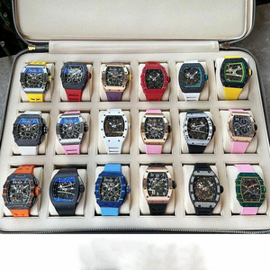 High-quality Tonneau Automatic Chronograph Men's <b>Watch</b> Featuring Carbon Fiber case 40mm Hollow Dial Rubber Strap Mechanical - Product Image 1