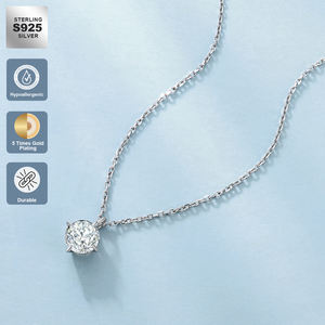 Envío Gratis, Collar con Colgante de Diamante Solitario de Moissanita de Lujo para Mujer, Chapado en Oro de 14K, Plata 925, 1 Quilate, Certificado VVS GRA - Product Image 3