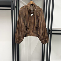 Veste courte décontractée à col montant zippé, à rayures et sequins transparents, pour femme, de la boutique de mode AIMEISI