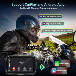 หน้าจอไร้สายขนาด 5 นิ้ว กันน้ำ IP67 รองรับ <span class=keywords><strong>GPS</strong></span> Mirror Link Android Auto Carplay พร้อมกล้องมองหลัง ระบบนำทางสำหรับมอเตอร์ไซค์ระบบ Linux - Product Image 3