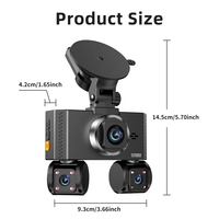 Caméra embarquée CPT 4 canaux pour voiture, 360° WiFi, surveillance de stationnement 24h/24, 4 objectifs FHD 1080P, écran tactile IPS 3,16 pouces, capteur G, application