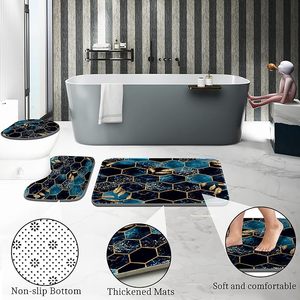 Ensembles Tapis Tapis De Bain U Forme Couvercle De Toilette Couverture Tapis 12 Crochets Bleu Ciel <span class=keywords><strong>Nid</strong></span> <span class=keywords><strong>D</strong></span>'<span class=keywords><strong>abeille</strong></span> Marbre 4 Pcs Salle De Bains <span class=keywords><strong>Rideau</strong></span> De <span class=keywords><strong>Douche</strong></span> - Product Image 4