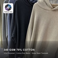 T-shirt uni à manches longues en tricot gaufré 340GSM personnalisable, streetwear unisexe, par THREAD VOX
