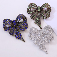 Broche Nœud Papillon Vintage en Alliage Incrusté de Diamants, Bestseller Transfrontalier, Élégante Épingle de Corsage Haut de Gamme, Accessoire Parfait pour Costumes
