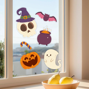 Autocollants d'étiquettes découpées en papier recyclable imprimés personnalisés avec motifs de vacances pour Noël, <span class=keywords><strong>Halloween</strong></span> et décoration de fête - Product Image 1