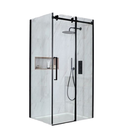Mampara de Ducha de Vidrio Templado de Nuevo Diseño, 8 mm de Grosor, Moderna, de Aluminio Negro, Puerta Pivotante para Baño de Hotel, Ecológica