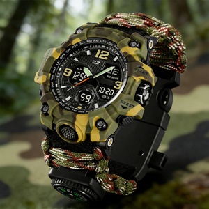 Montre de survie en plein air pour hommes, montre de sport multifonctionnelle, boussole, étanche, double affichage, montre numérique LED - Product Image 6