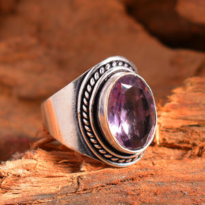 แหวนพลอยอเมทิสต์เงินสเตอร์ลิงใส่ได้ทั้งชายและหญิงทำมือตัดรูปไข่งานหมั้นวันครบรอบแต่งงานปาร์ตี้สะโพก - Product Image 1