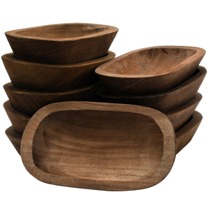 Handmade Wooden Fruit Bowls Decorative Bowls Wood Hand Carved Wooden Coffee Table Bowl for Farmhouse Home Kitchen Decoration
