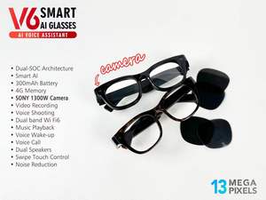 Lunettes Intelligentes IA avec Enregistrement Vidéo 13MP, Prise <span class=keywords><strong>de</strong></span> Vue Vocale, Wifi6, Appel Vocal, Double Haut-parleur, <span class=keywords><strong>Réduction</strong></span> du <span class=keywords><strong>Bruit</strong></span> et Assistant IA - Product Image 4