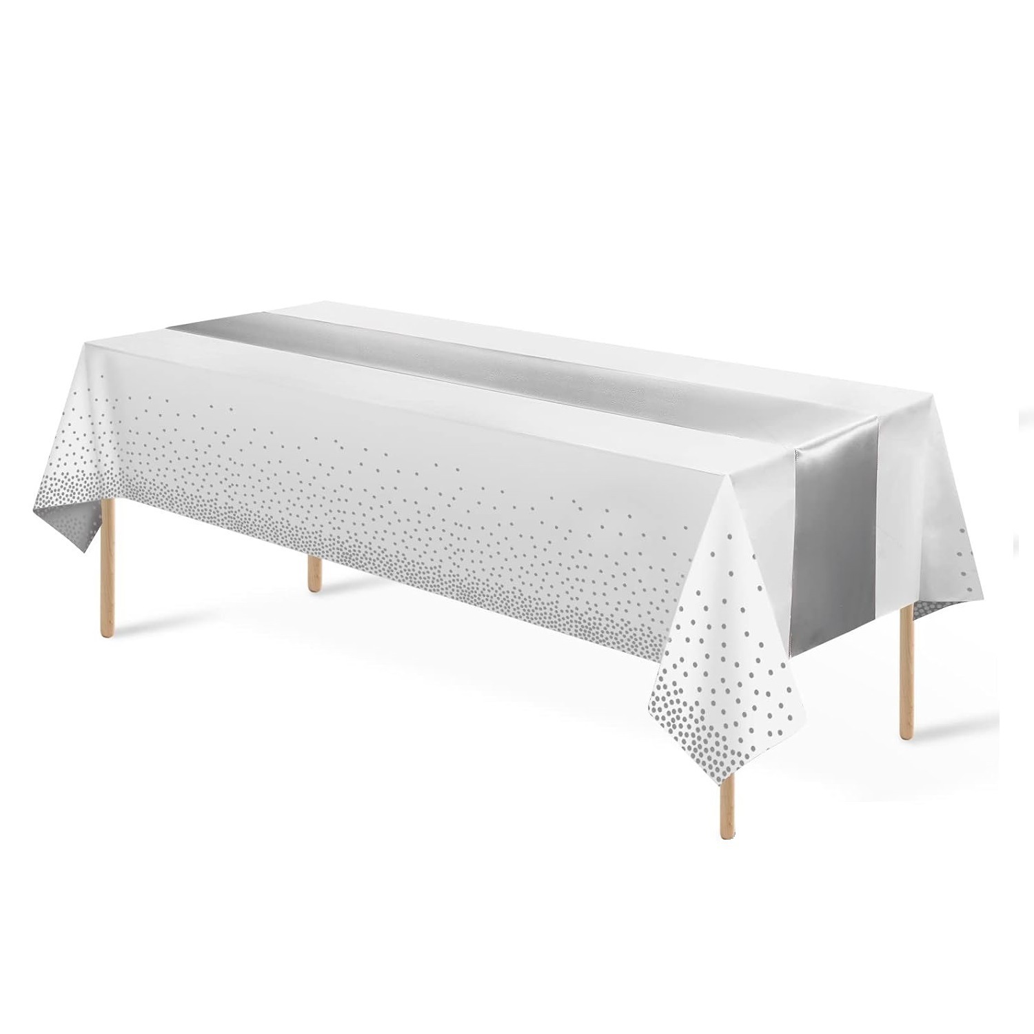 Chemin de table argenté - Nappe blanche