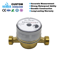 Compteur d'eau à jet unique en cuivre étanche IP68 personnalisable SIERJIA DN15 pour usage résidentiel, prise en charge OEM, type humide/sec, fileté