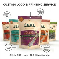 Sachet Doypack personnalisé à fermeture éclair pour aliments pour animaux de compagnie, idéal pour les friandises de veau, emballage haute barrière en PET/PE