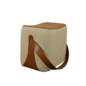 Portable en cuir adultes repose-pieds tabouret designer d'intérieur banc en tissu meubles de salon petit tabouret pouf rond - Product Image 2