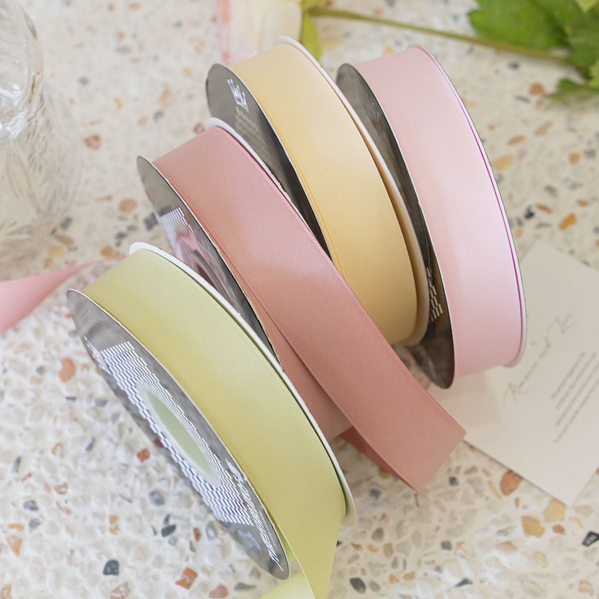 2.5cm Solid Color Matte Cotton Printed Ribbon for Bouquet Birthday Cake Box Wrapping Gift Decoration-for Valentine's Day