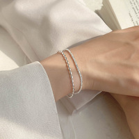 Nueva Pulsera de Moda de Lujo para Mujer, Chapada en Plata de Ley, Doble Capa, Brillante, con Cadena de Latón Plateado, Accesorios de Joyería
