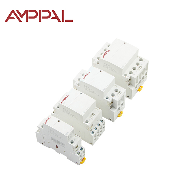 AMPPAL 1 2 3 4 Pole Din Rail Mounted 230V 20A 63A 220V AC Household Modular AC Contactor with Flame Retardant Shell
