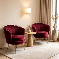 Fauteuil d'appoint moderne en velours, fauteuil club de loisirs, pieds en métal doré, design ergonomique confortable pour chambre et bureau