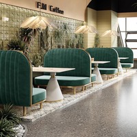 Ensemble de table et de chaises de banquet d'hôtel, restaurant, café, salon de thé au lait, canapé vert émeraude, stand moderne en pierre artificielle