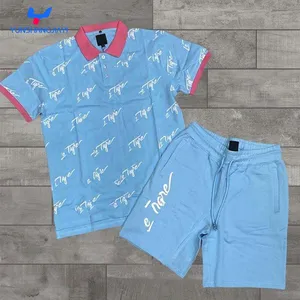 YSJY Custom Logo Plus Size Polo T-shirts Tracksuit Man Track Suits 2 Pieces Jogging Suits For Men