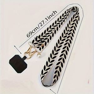 Cordon réglable en polyester anti-perte, large, en tissu, longue bandoulière croisée avec pendentif perle pour téléphone portable - Product Image 5