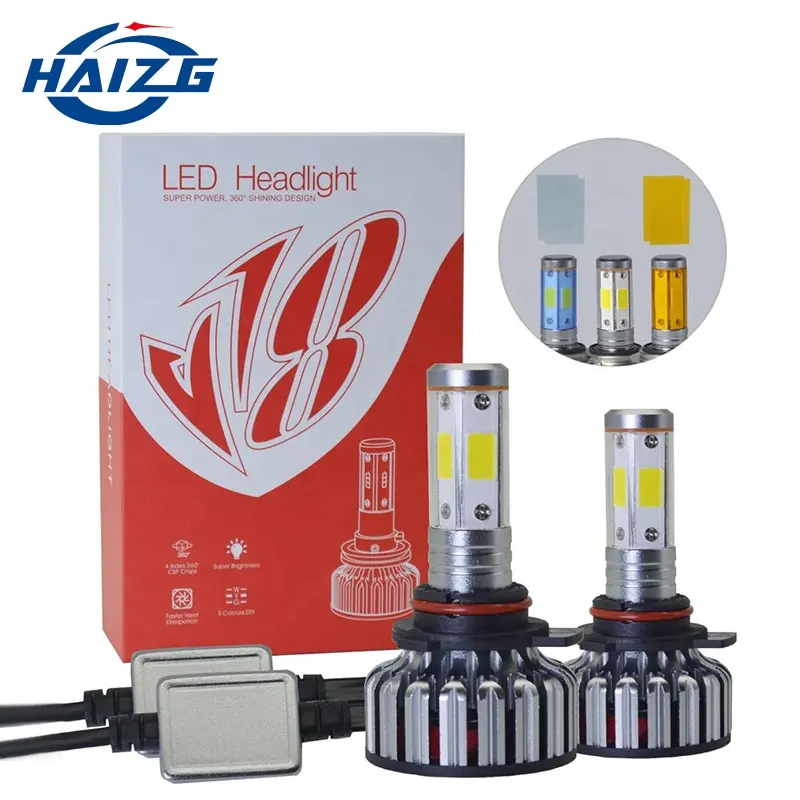 HAIZG V18 Led Headlights Three colors v18 led light For Car headlight