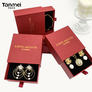 Custom Luxury Personalized Wine Red Jewelry Packaging <b>Box</b> Sliding Drawer Paper <b>Gift</b> <b>Box</b> for <b>Earring</b> Ring Necklace Bracelet - Product Image 3