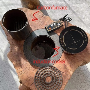 Tavolino da Caffè Wabi-Sabi in Legno Naturale a Forma di Ceppo d'Albero, Tavolo da Tè Mobile con Braciere per Arredamento Moderno da Giardino - Product Image 4