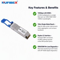 Transceiver Fibre Optique QSFP28 100GBASE-LR4 10km LC SMF DDM Température Industrielle Étiquette Personnalisée Vente en Gros Usine Approvisionnement en Vrac