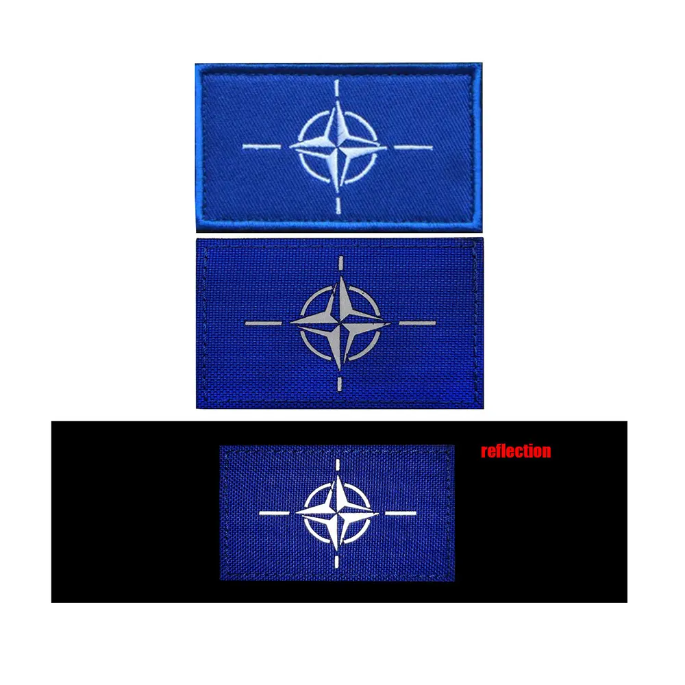 패브릭 자수 레이저 절단 반사 NATO 플래그 패치 후크 및 루프