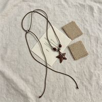 Nouveau Collier Chaîne de Pull 2026 pour Femme, Pendentif Cœur Romantique en Alliage de Zinc avec Cordon en Fil de Coton Ciré, Style Doux et Tendance, Motif Étoile et Amour, Idéal Cadeau