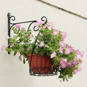 European Style Creative Iron Flower Rack <strong>for</strong> Balcony Wall-mounted Metal <strong>Bracket</strong> with <strong>Hanging</strong> <strong>Basket</strong> Flower Pot Hooks - Product Image 1