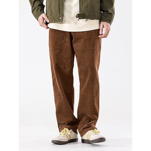 กางเกงขายาวผู้ชายผ้าลูกฟูกทรงหลวมขาบานเอวยางยืดมีเชือกผูกแบบสบายๆ ผ้าลูกฟูกเนื้อนุ่ม กางเกงวอร์ม OEM ODM - Product Image 3