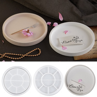 Timesrui bricolage plaque de rangement Pot de fleur Base Silicone moule goutte à goutte colle gypse ciment rayure grossière plateau circulaire dentelle plaque moule