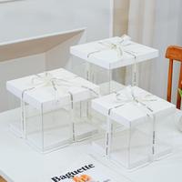 Boîte d'emballage pour gâteaux en gros 4/6/8/10/12 pouces, boîte simple en PET pour présentation de gâteaux de mariage, d'anniversaire ou de desserts, boîte à gâteaux transparente