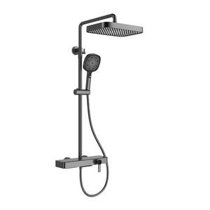 Ensemble de douche mural Vimijia exclusif transfrontalier, tout en cuivre brossé gris anthracite, avec douchette de plafond pour grande salle de bain d'hôtel - Product Image 4